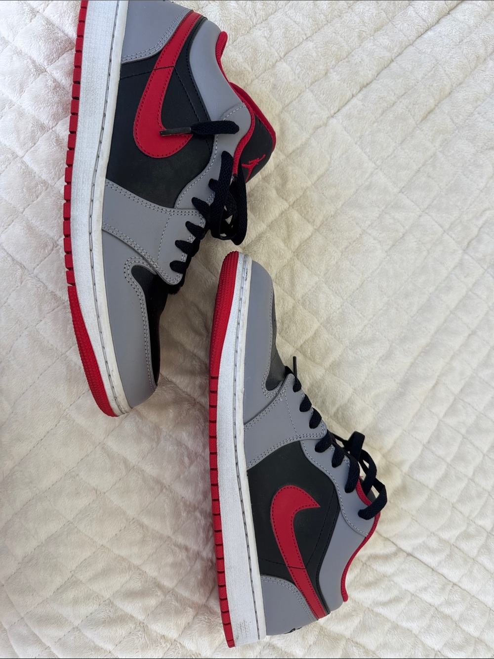 Jordan Low Top Sneakers in Black, Gray & Red - Picture 2 of 5